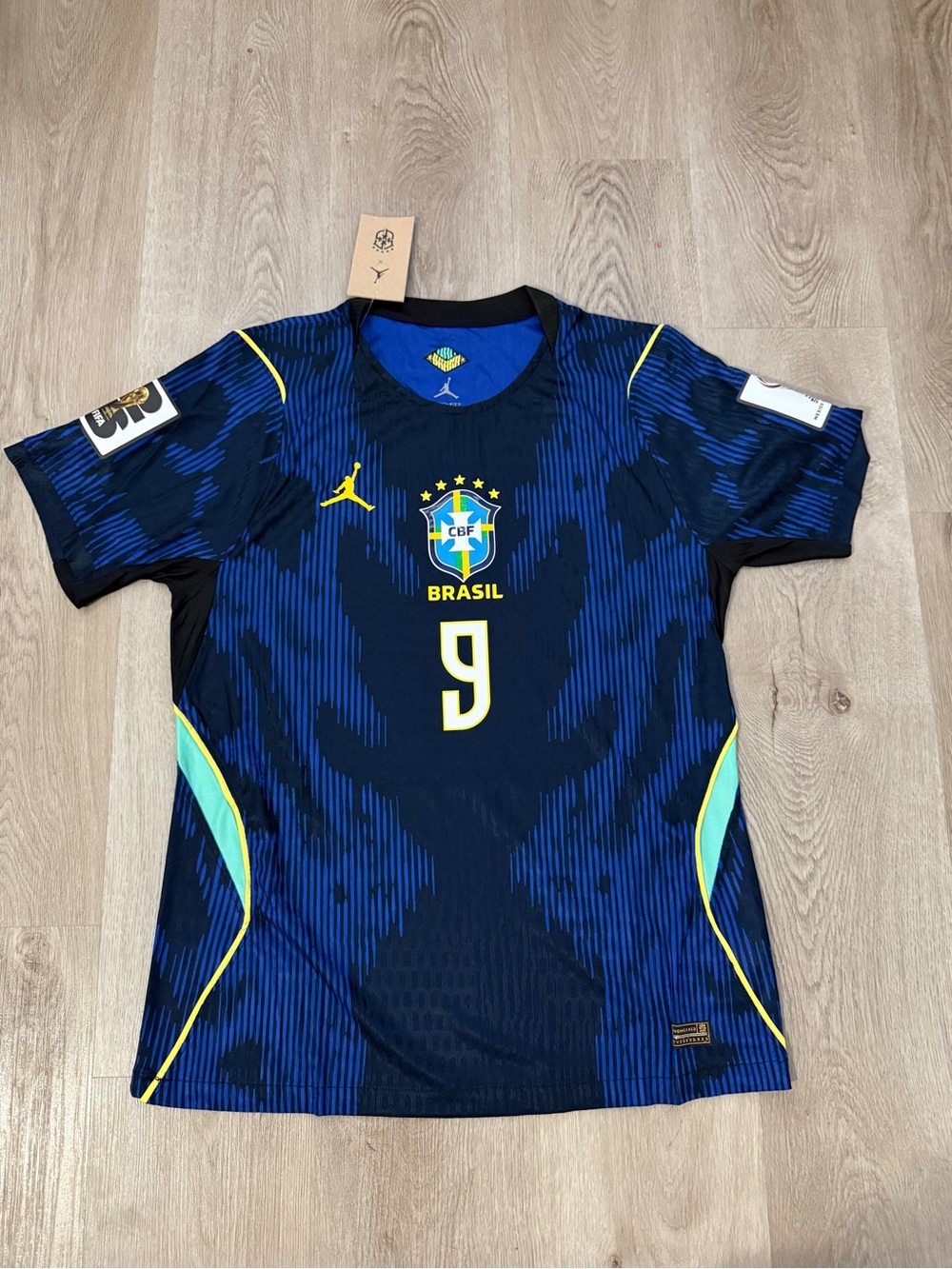 Jordan Brazil Navy Blue and Yellow Richarlson #9 Soccer Jersey
